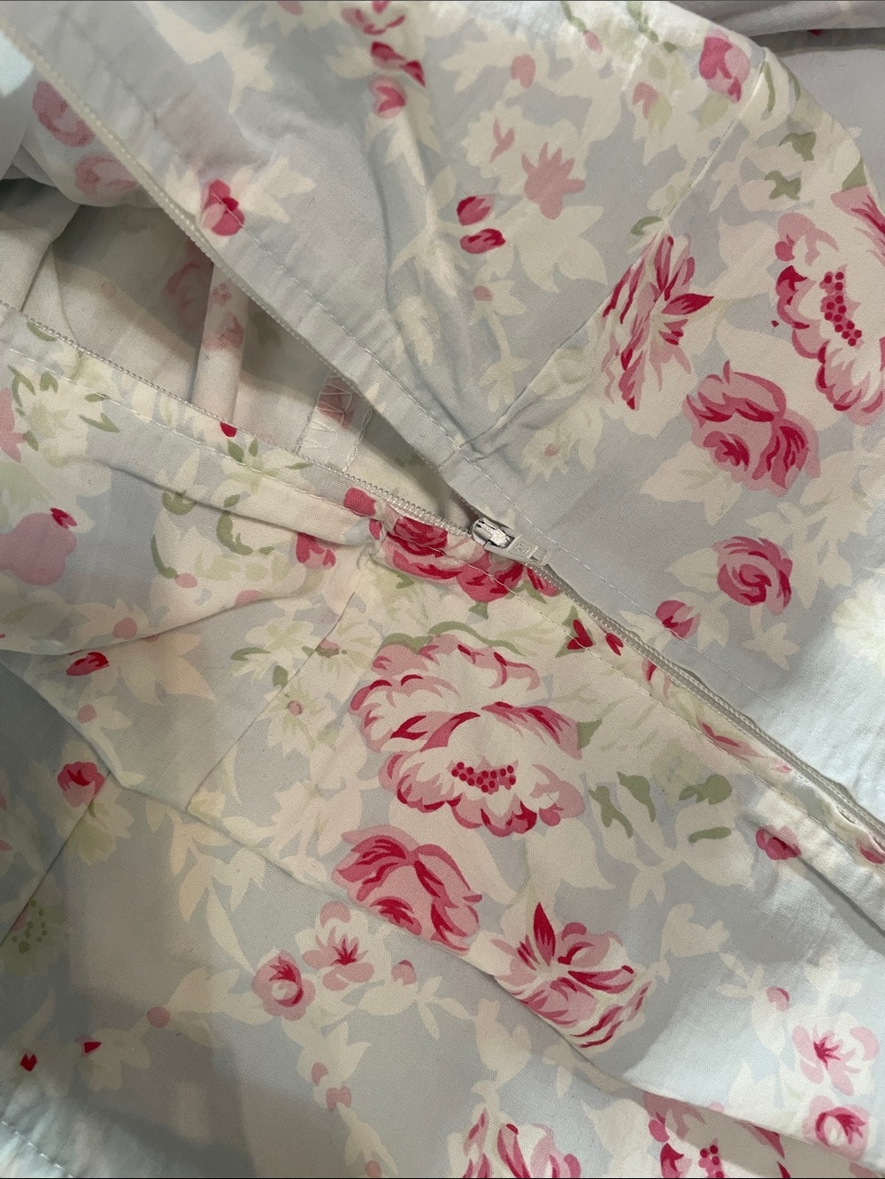 Floral Duvet Cover with Ruffle Shams Set - Light Blue & Pink Granny/Shabby chic - Picture 4 of 8